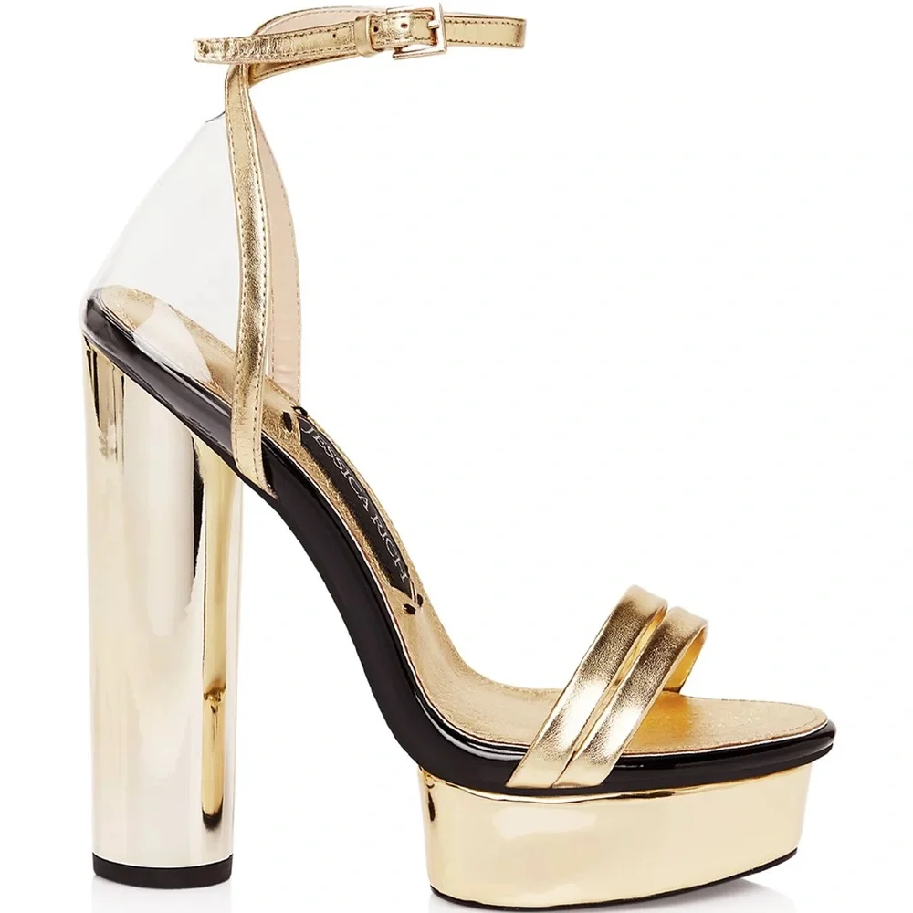 ❤️❤️ Jessica Rich Women's GPS Gold Ankle Strap Platform Sandals❤️new